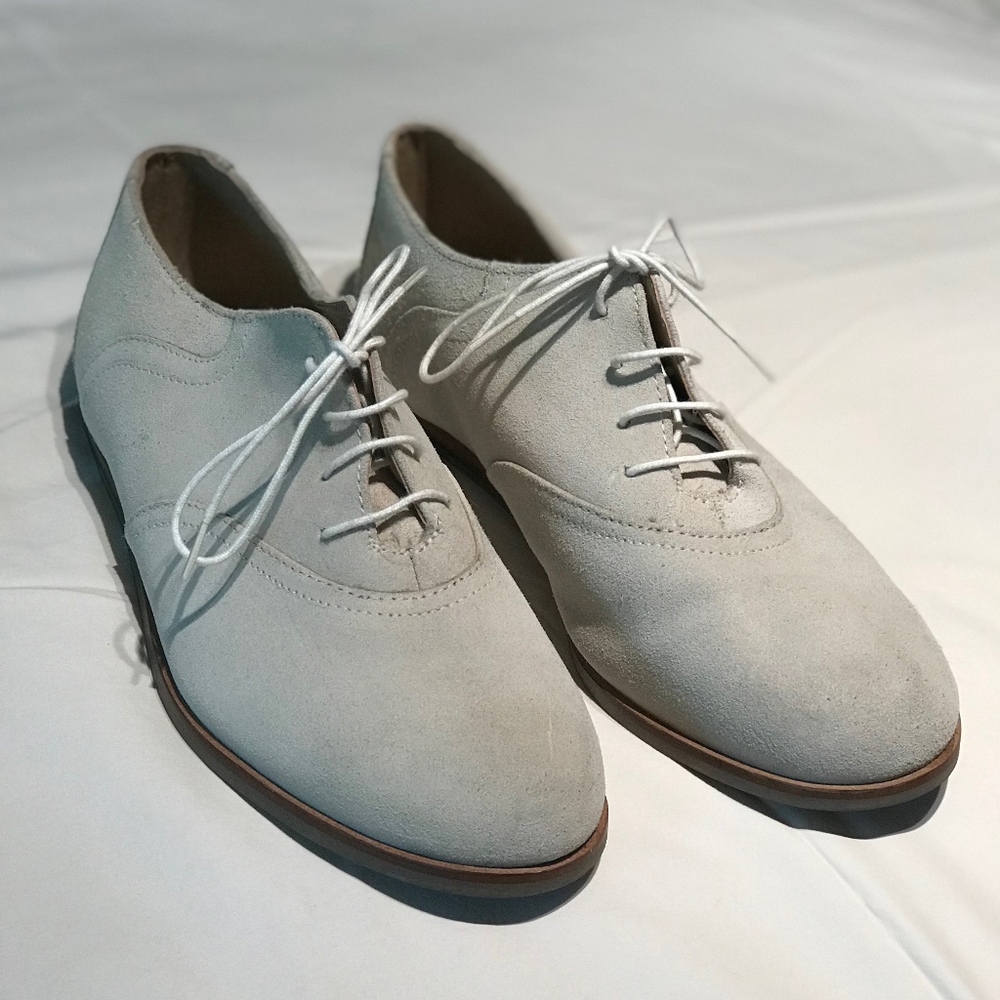 White Suede Oxfords